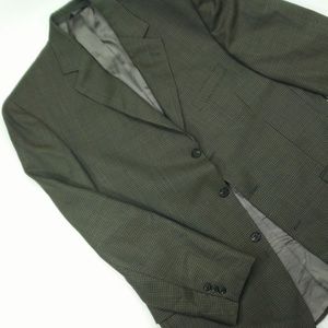 Olive Green Checkered Wool Blazer